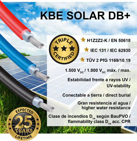 Cable Fotovoltaico 2000V H1Z2Z2-K 6mm2 Rojo