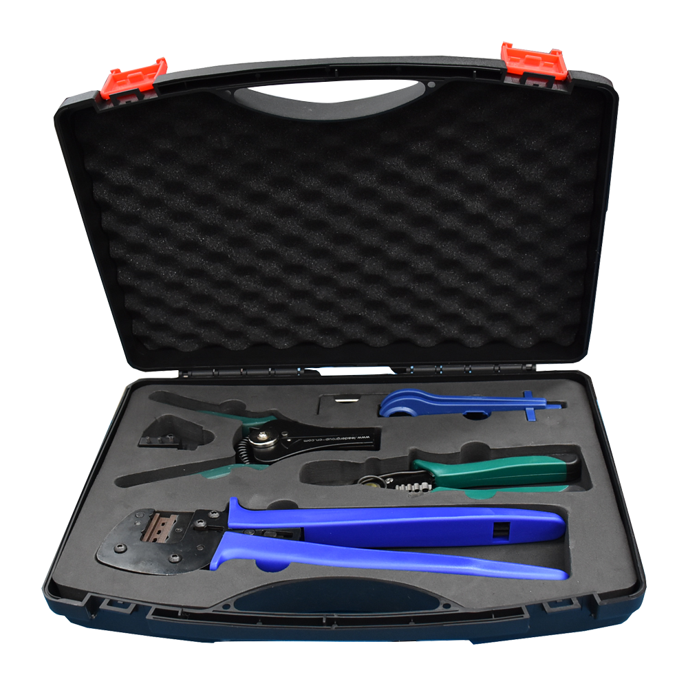 Crimping Tool Set para Prensar los pines de conectores Fotovoltaicos.